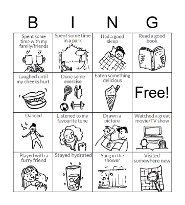 Wellbeing Bingo Card