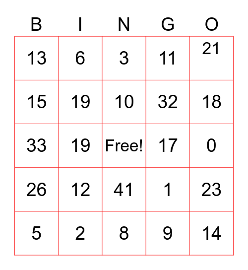 Valentine's Day Bingo Card