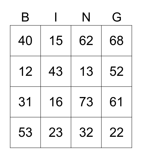 BABA BING Bingo Card