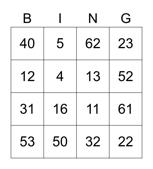 BABA BING Bingo Card