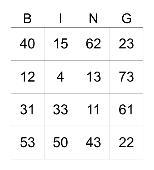 BABA BING Bingo Card