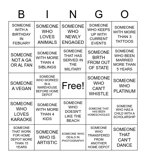 MAKE A FRIEND BINGO Card