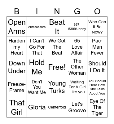 80's Party #2 Bingo Card