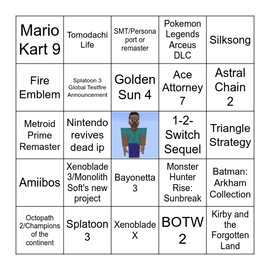 Nintendo Direct 2/9/2022 Bingo Card