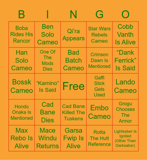 Boba Bingo Card