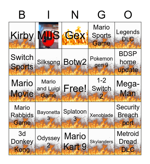 Nintendo Direct TOMMOROW Bingo Card