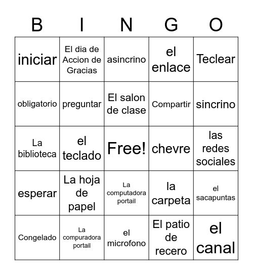 La escuela-El colegio Bingo Card