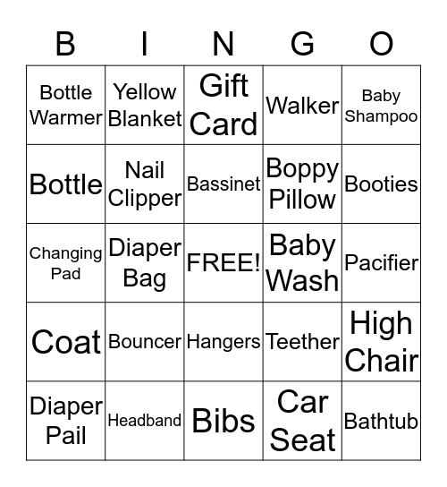 *** Baby Nova Shower *** Bingo Card