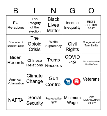Debate Bingo 123456789 Bingo Card