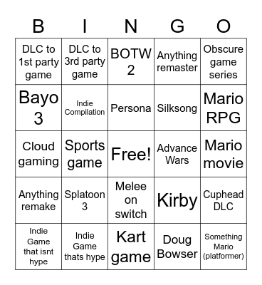 Direct Bingo 2/9 Bingo Card