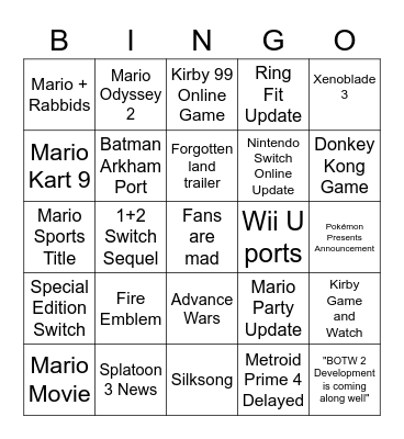 Direct Playlist Bingo Card