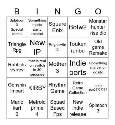 Nondo bondgo Bingo Card