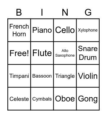 Orchestra Bingo Card