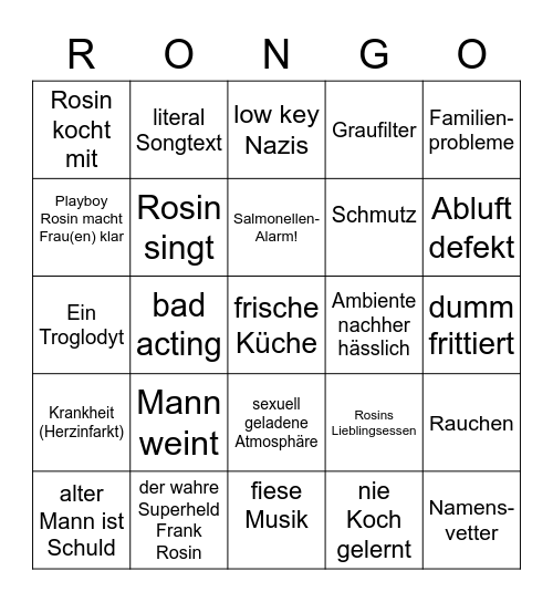 Rosin Bingo Card