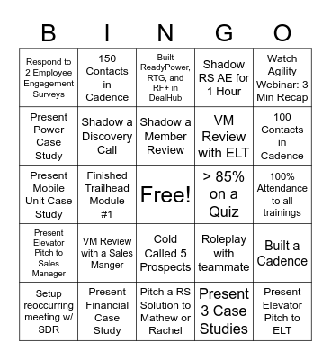RS AE Bootcamp BINGO Card
