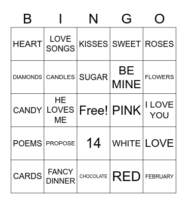 Valentine's Day Bingo Card