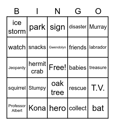 Gooseberry Park Bingo Card