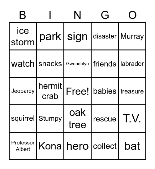 Gooseberry Park Bingo Card