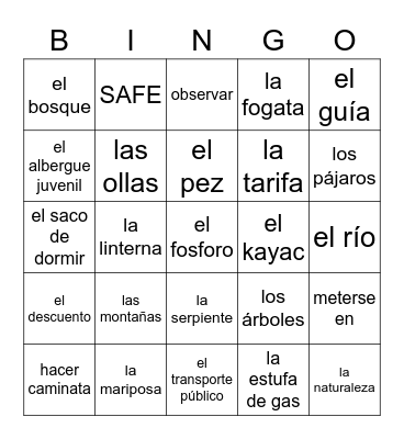Duff Sp 3 Al Aire Libre Bingo Card