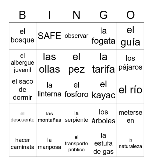 Duff Sp 3 Al Aire Libre Bingo Card