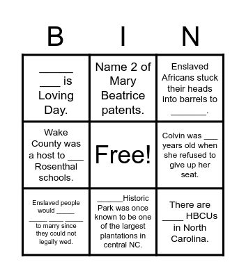 Did you know... Bingo Card
