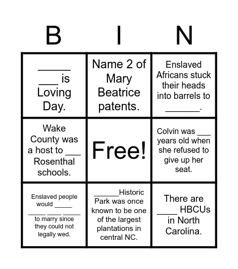 Did you know... Bingo Card