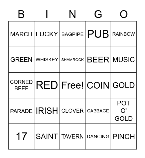 ST PADDY'S DAY Bingo Card