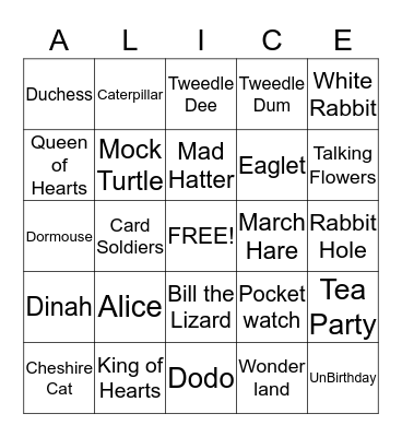 ALICE Bingo Card