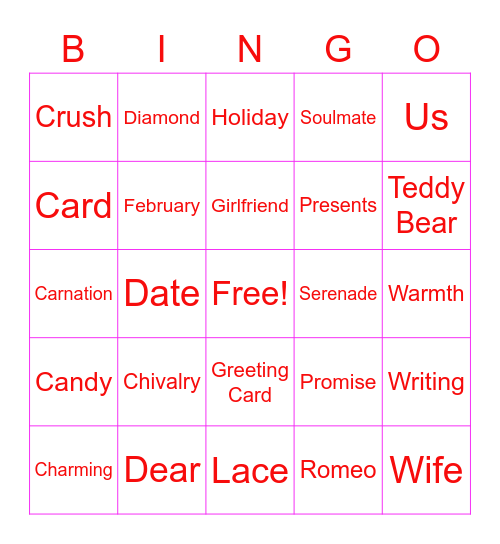 Valentine's BINGO Card