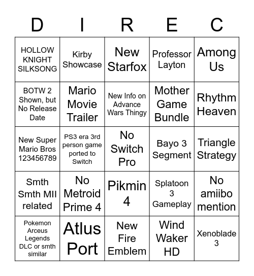 Direct 9.02.2022 Bingo Card