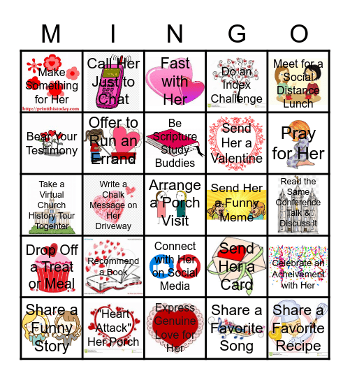 Ministering Bingo Card