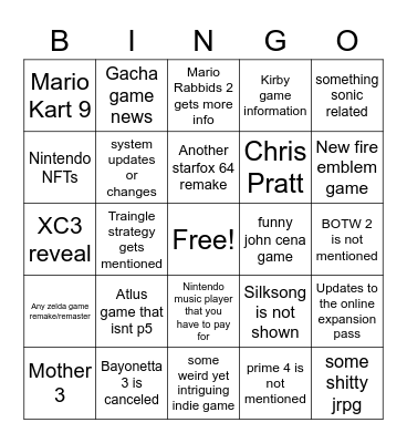 Direct 2/9/22 Bingo Card