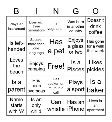 Find Someone Who... Bingo Card