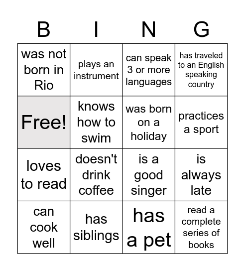 Who Bingo Card