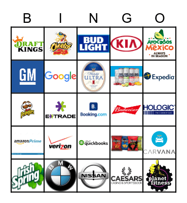 Super Bowl Ad Bingo Card