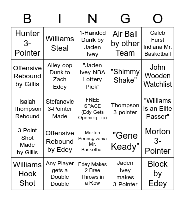 Purdue Basketball Bingo 2-8-22 Bingo Card