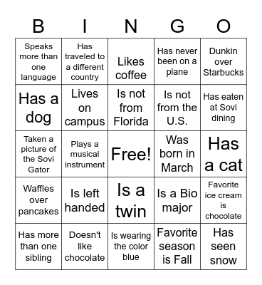 Find Someone Who Bingo Card