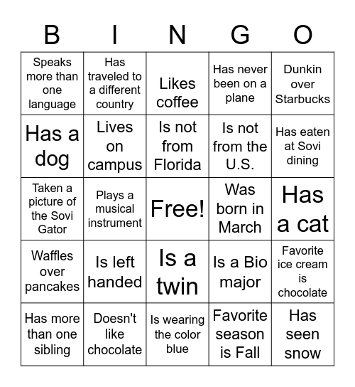 Find Someone Who Bingo Card