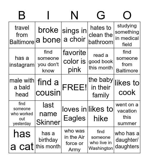 Family Affair Bingo Card