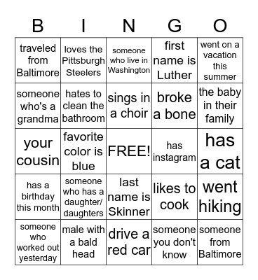 FAMILY AFFAIR Bingo Card