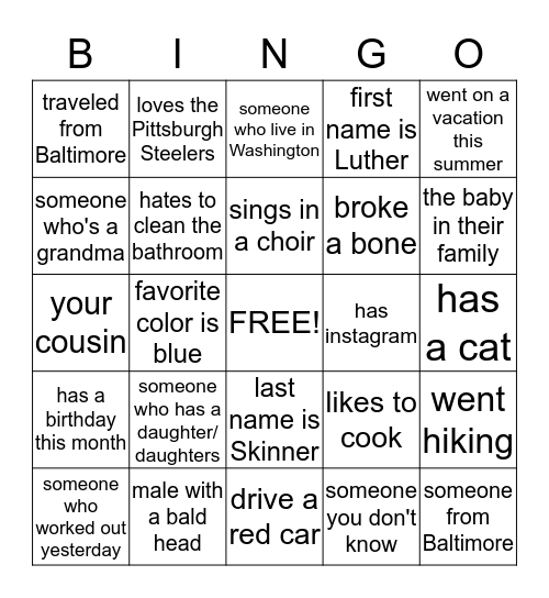FAMILY AFFAIR Bingo Card