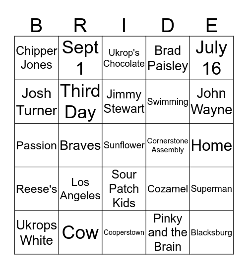 Clara and Elijah Bingo Card