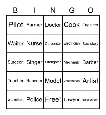 Careers/Carreras Bingo Card