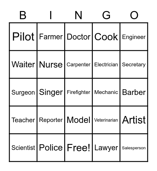 Careers/Carreras Bingo Card