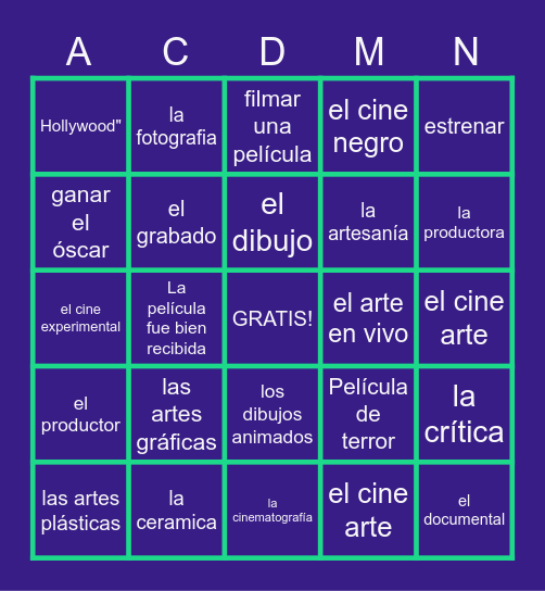 Spanish bingo- Danielle, Alyssa, Caesar Bingo Card