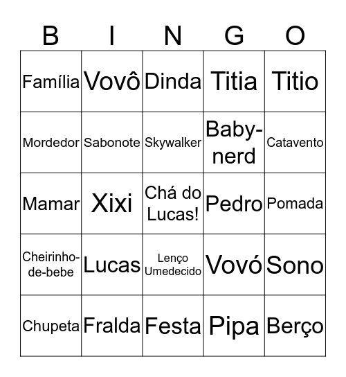 Chá do Lucas Bingo Card