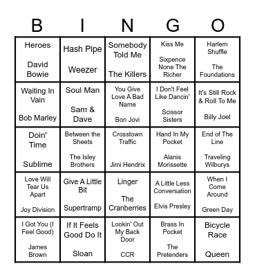 ROCK N' ROLL #24 Bingo Card