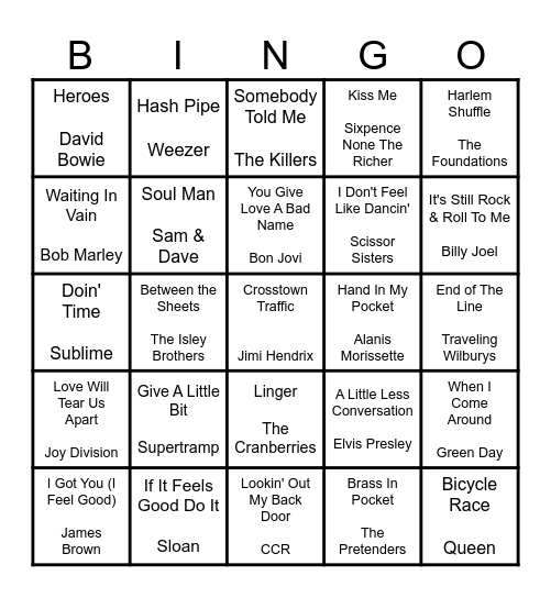 ROCK N' ROLL #24 Bingo Card