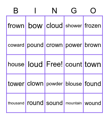 Spelling Words Feb 7 Bingo Card