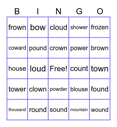 Spelling Words Feb 7 Bingo Card